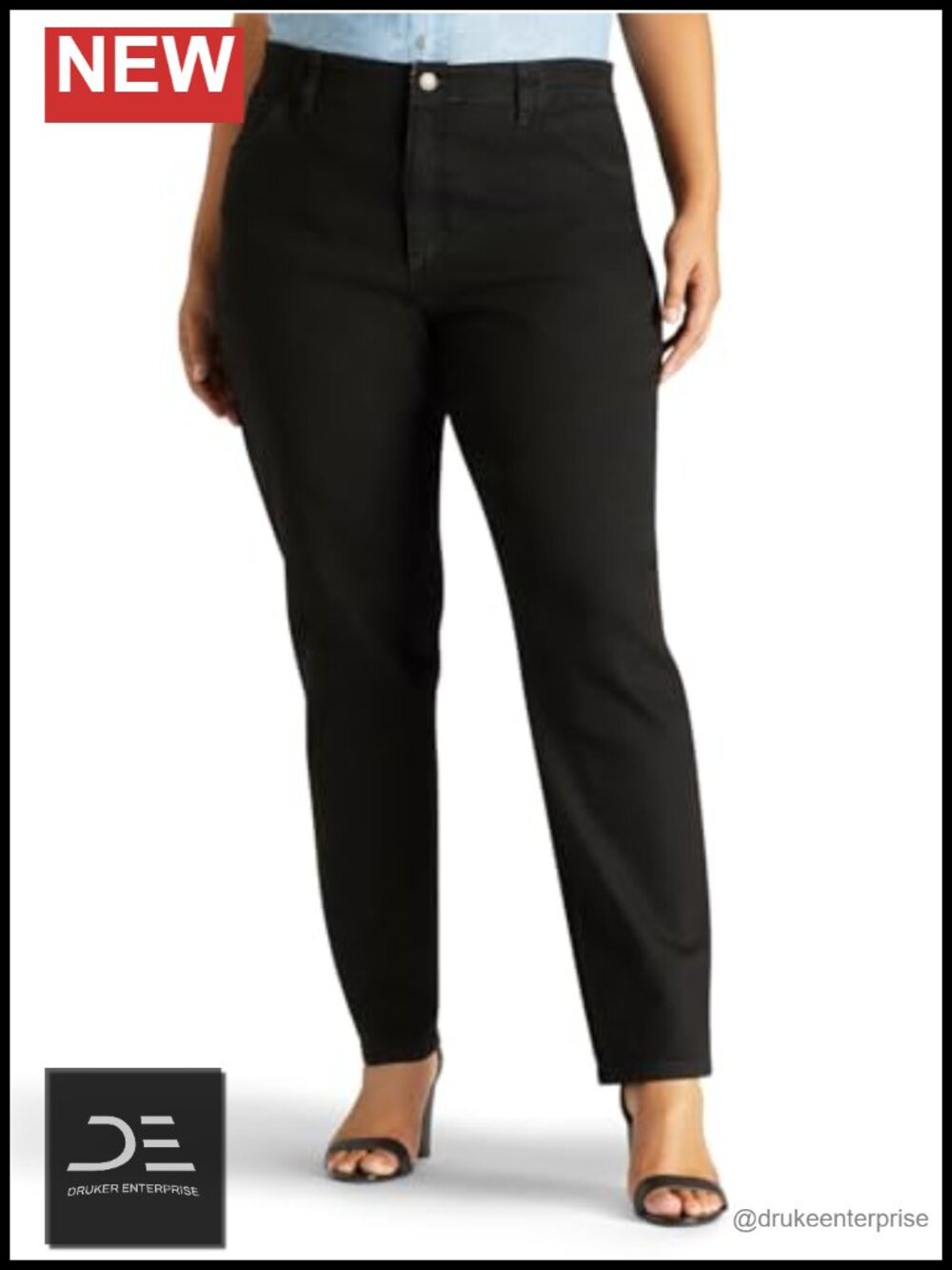 Relaxed Fit High Rise Side Elastic Tapered Leg Jeans